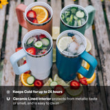 RTIC 40 oz Ceramic Lined Road Trip Tumbler, Leak-Resistant Lid with Straw, Navy