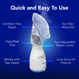 Vicks Steam Sinus Inhaler, White, Model VIH200, with 4 Bonus VapoPads for Allergies and Colds