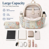 Large two-piece quilted floral backpack set