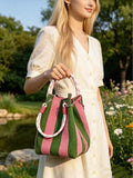 Mini boho woven bucket handbag