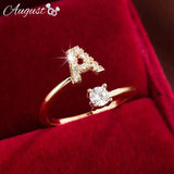 Cubic Zirconia Initial Open Ring - image 1