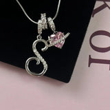 Triple-Layer Initial Necklace with Pink Heart Stone - image 10