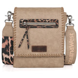 Montana West Western Crossbody Purse with Leopard Print Guitar Strap