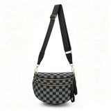 Plaid nylon crossbody bum bag - Beige and White Checkered