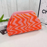 Women's Clip-Top Crossbody Purse – Lightweight Striped, Diamond & Dot Pattern Handbag