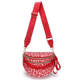 Women's Leopard Print Bum Bag – Lightweight Oxford Cloth Crossbody Bag with Carrying Chain