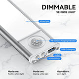 Bonacell Under Cabinet Lights,40 LED Rechargeable Battery Operated Motion Sensor Light Indoor, 2 Pack Magnetic Dimmable Closet Lights, Wireless Under Counter Lights for Kitchen, Stairs