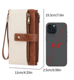 Women's Retro Casual Minimalist Solid Color RFID Blocking Synthetic PU Leather Wallet - Slim Bifold/Trifold Clutch Wristlet with Zipper Pocket, Built-In Card Holder, Large Capacity for Daily Carry & Holiday Gifting