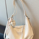 【Black Friday】Retro Texture Dark Brown Crescent-Shaped Shoulder Handbag, Cute Bear Pendant Bag, Niche Design, Simple Classic Handbag, Fashionable Hobo Bag, Crossbody Shoulder Purse, Casual Shoulder Purse, Suitable for Students, Shopping, Etc - image 9