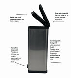 Mainstays Kitchen Trash Can, 13.2 Gallon Plastic Step Garbage Bin with Lid, Silver