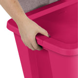 Sterilite Large Storage Bin, 18 Gallon Plastic Storage Container with Snap-On Lid, Pink, 8 Count