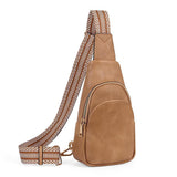 CLUCI Small Vegan Leather Sling Bag with Adjustable Guitar Strap