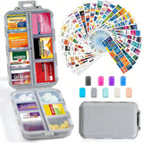 UFORU Travel Pill Organizer Box with 146 Labels, 10 Compartment Small Pill Case Medicine Kit, Portable Pocket Purse Pharmacy, Daily Weekly Vitamin Supplement Medication Holder（no pills)dealsforyou#SummerWins
