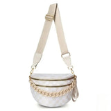 Women's Leopard Print Bum Bag – Lightweight Oxford Cloth Crossbody Bag with Carrying Chain