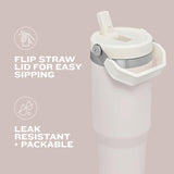 STANLEY IceFlow 2.0 Flip Straw Tumbler with Handle 30 oz | Twist On Lid and Flip Up Straw | Leak Resistant Water Bottle | Insulated Stainless Steel | BPA-Free | Exclusive Toasted Almond