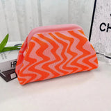 Women's Striped Knit Cosmetic Bag – Large Capacity Makeup Pouch & Travel Toiletry Organizer