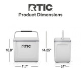 RTIC 8 QT, 12 Can Ice Chest Cooler Hard-Sided, White & Grey, Road Trip Personal Cooler