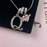 Triple-Layer Initial Necklace with Pink Heart Stone - image 30