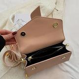 Retro letter buckle crossbody bag - Coffee