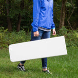 Mainstays 6 Foot Fold-in-Half Bench, Steel Frame, Indoor Outdoor, Includes Carry Handle, White