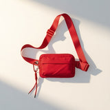 Multi Pockets Crossbody Bag with Keychain (#12123) - Red