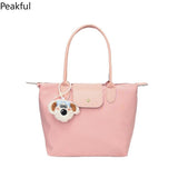 Cute Puppy Charm Nylon Tote Bag – Large Capacity Two-Tone Shoulder Bag