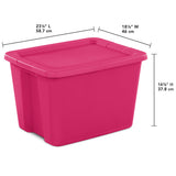 Sterilite Large Storage Bin, 18 Gallon Plastic Storage Container with Snap-On Lid, Pink, 8 Count