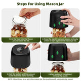 3 in 1 Electric Mason Jar Vacuum Sealer Kit with External Assembly Vacuum Pump for Food Storage, Automatic Vacuum Sealer for Vacuum Bag, Wine Bottle, Wide Mouth and Regular Mouth Mason Jars