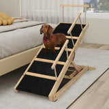 Folding Solid Wood Dog Ramp with Safety Rails