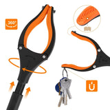 43" Extra Long Reacher Grabber Tool - Foldable, Rotating Jaw with Magnets, 4" Wide Claw, Heavy Duty Durable Gardening Pickup Tool for Elderly, Durable Gardening Tool
