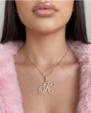 Script Initial Necklace with Pavé Stones - image 5