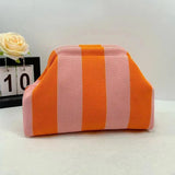 Women's Striped Knit Cosmetic Bag – Large Capacity Makeup Pouch & Travel Toiletry Organizer