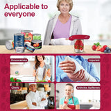 Electric can opener suitable for all can sizes. Kitchen food safety electric can opener with smooth edges. Battery-powered can opener for kitchen use, ideal for seniors, arthritis sufferers, and chefs.