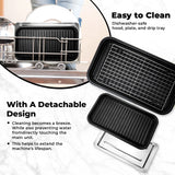 Pukomc Corded 2-in-1 Electric Indoor Grill & Pan - 1800W Smokeless, Temperature Control, Removable Non-Stick Plate, Grill Net, Dishwasher Safe Kitchen Supplies for Apartment Stuff