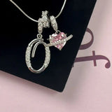Triple-Layer Initial Necklace with Pink Heart Stone - image 28