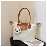 Cute Puppy Charm Nylon Tote Bag – Large Capacity Two-Tone Shoulder Bag