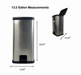 Mainstays Kitchen Trash Can, 13.2 Gallon Plastic Step Garbage Bin with Lid, Silver