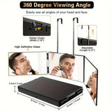 3 Way Mirror for Self Hair Cutting 360 Trifold Barber Mirrors 3 Sided Makeup Mirror to See Back of Head Used for Hair Coloring Braiding Gifts for Men and Women LED Light, Rechargeable, Perfect Valentine's Day Gift