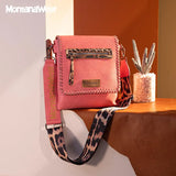 Western crossbody purse - Cowprint - Brown
