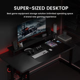 GTRACING 55" Large RGB Sturdy Gaming Desk with Mouse Pad T-Shaped Office Chair Computer Desk Spacious Work Surface Table, Black