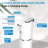 Automatic Soap Dispenser, Bathroom Touchless Sensor Foaming Soap Dispenser,USB Rechargeable Waterproof Wall Mounted Foam Hand Soap Dispenser for Kitchen, Home, White