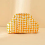 Striped Knit Makeup Bag for Women – Large Capacity Clip-Top Cosmetic Pouch & Travel Toiletry Organizer