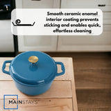 Mainstays 4.75qt Oven-Safe Cast Iron Ceramic Enamel Round Dutch Oven, Blue
