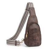 CLUCI Small Vegan Leather Sling Bag with Adjustable Guitar Strap