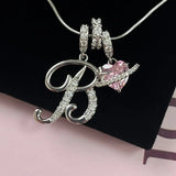 Triple-Layer Initial Necklace with Pink Heart Stone - image 15