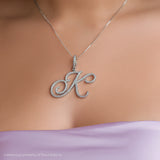 Script Initial Necklace with Pavé Stones - image 6