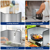 Foldable Stove Splatter Guard, 4 Sided Splatter Guard Stainless Steel Backsplash, Oil Splash Insulation Board, Nonstick Oil Splatter Guard Stove for Cooking Frying Stove Top Wall