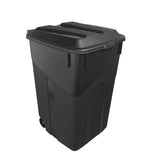 (2 pack) Hyper Tough 45 Gallon Wheeled Heavy Duty Plastic Garbage Can, Attached Lid, Black