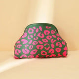 Striped Knit Makeup Bag for Women – Large Capacity Clip-Top Cosmetic Pouch & Travel Toiletry Organizer