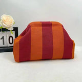 Women's Striped Knit Cosmetic Bag – Large Capacity Makeup Pouch & Travel Toiletry Organizer